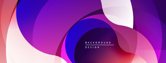 Abstract fluid shapes, vibrant purple hues dominate. Gradient transitions create dynamic visual texture. Modern design element.
