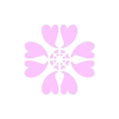 Embroidery Pattern in Pink Heart Shapes Vector Illustration 