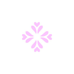 Embroidery Pattern in Pink Heart Shapes Vector Illustration 