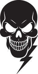 Fototapeta premium Angry Skull silhouette with Lightning Crack – Bold Vector Skull Illustration