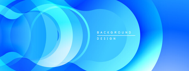 Abstract blue layers create flowing, dynamic background. Smooth gradients suggest movement, depth. Minimalist design, modern aesthetic.