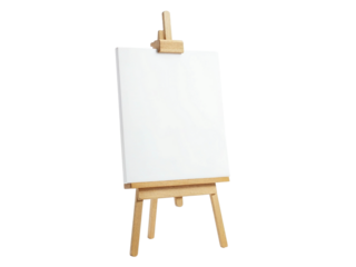 wooden easel with blank canvas
