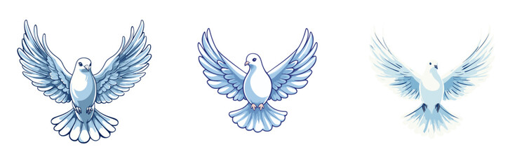 Obraz premium Doves with elegant wings flying gracefully in a peaceful 2D vector illustration