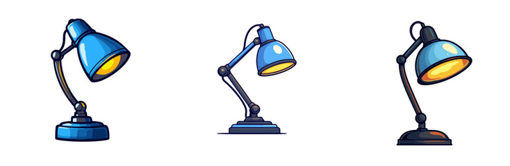 Colorful cartoon lamps in various positions showcasing versatile lighting designs and styles