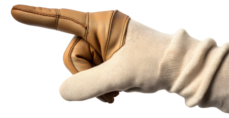 Work glove pointing with a finger , isolated on transparent background, png