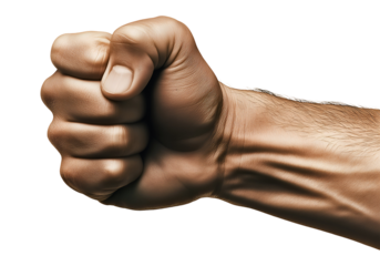 Human hand clenched into a fist , isolated on transparent background, png