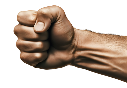 Human hand clenched into a fist , isolated on transparent background, png