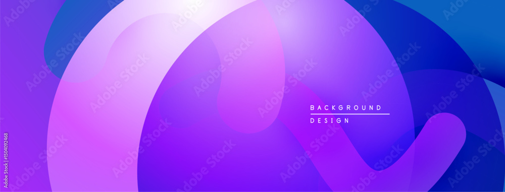 Poster Abstract fluid shapes, vibrant purple, blue gradients. Modern design element for backgrounds, presentations. Smooth transitions create dynamic visual effect.