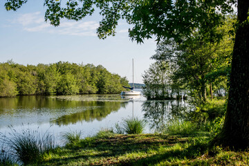 Beautiful landscape of Lake Soustons in southwest France