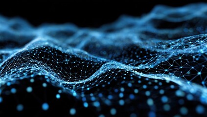 Abstract Blue Network Mesh Digital Wave Background for Technology and Connectivity Concepts
