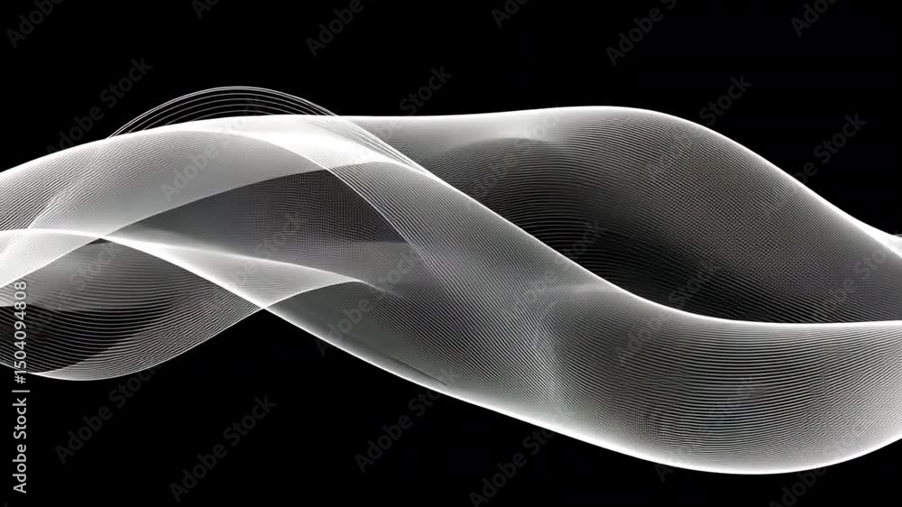 Poster elegant abstract design smooth black and white waves with flowing lines, evoking modern movement and