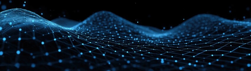 Abstract Blue Network Mesh Digital Connectivity and Data Flow Visualization