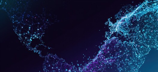 Abstract Global Network Connection North America and Europe Digital Map