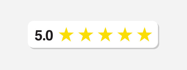 Five stars rate icon. 5 stars customer product rating review flat icon. Customer review with five yellow stars. Service satisfaction, quality, good rate vector illustration