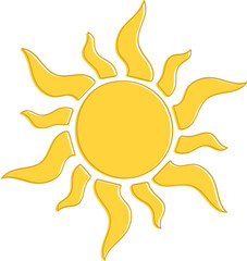 Cheerful Yellow Sun with Wavy Rays Design
