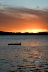 Dramatic Red Sunset Sky over Pt Chevalier Beach