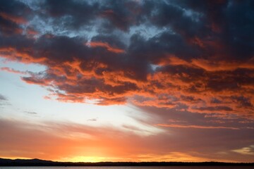 Dramatic Red Sunset Sky over Pt Chevalier Beach