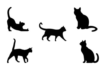 icon set of silhouette of cat