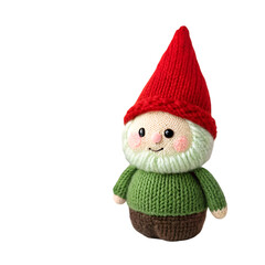 Hand made knitted gnome isolated on transparent background