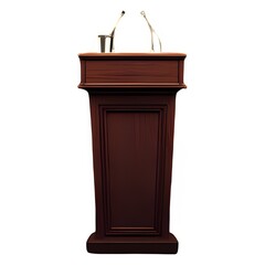 The antique wooden furniture set includes an old podium, a weathered table, and a vintage conference table, all showcasing a brown, classic design suitable for a church or home interior