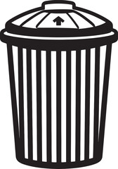 Black trash can icon isolated on white background, a symbol of waste and recycling