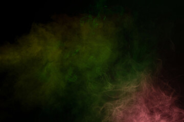Red and green steam on a black background.