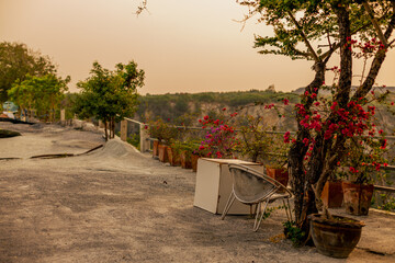 The natural background of the flora, various species of trees growing in the big forest, the richness of the ecosystem, is the habitat of flocks of birds and wild animals such as elephants, wolves