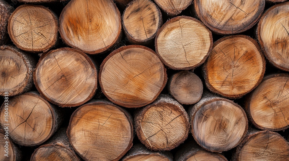 Aufkleber stacked wooden logs with rich textures and natural patterns suitable for various applications in con