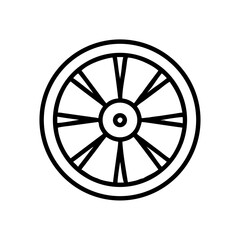 Fototapeta premium Bicycle wheel, line art, black and white, for design projects