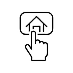 Fototapeta premium Home button, finger clicking house icon, website design element