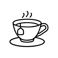 Teacup illustration, line art style, for websites and menus