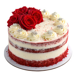 Red velvet cake isolated on transparent background