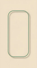 Minimalist sage green rounded rectangle frame on creamy beige background. Modern abstract design with subtle shadow, ample copy space for text, quotes, social media stories, product mockups.