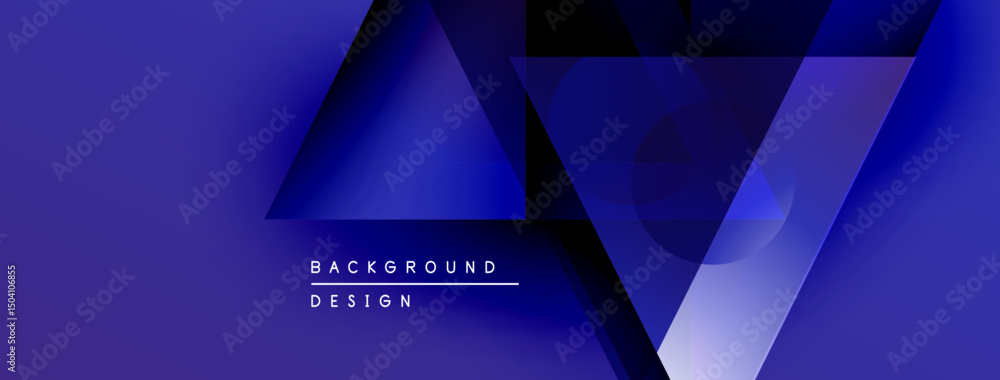 Poster abstract blue design features geometric shapes, gradients, light effects. modern background suitable