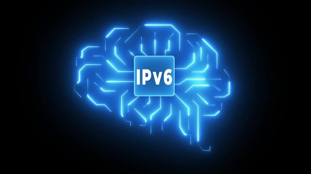 Ipv6 network protocol standard internet communication concept on the transparent background. Motion graphics of  Digital circuit board. 4k video animation.