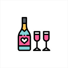 wine bottle and glass