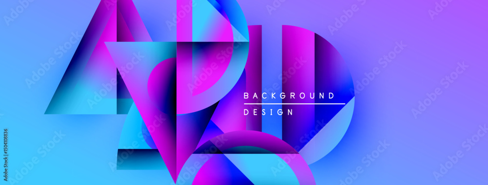 Poster abstract vibrant design. blue, purple hues create modern geometric composition. text reads backgroun