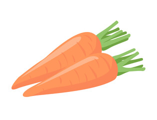 Vector illustration of a simple carrot in light colors and flat design. Graphic material on white background.