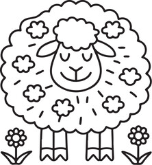 Adorable Cute Sheep Coloring Pages – Fun, Relaxing and Whimsical Sheep Designs for Kids and Adults, Printable PDF, Fluffy Farm Animals, Kawaii Lamb Art