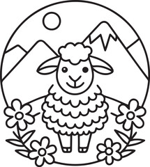 Adorable Cute Sheep Coloring Pages – Fun, Relaxing and Whimsical Sheep Designs for Kids and Adults, Printable PDF, Fluffy Farm Animals, Kawaii Lamb Art
