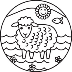 Adorable Cute Sheep Coloring Pages – Fun, Relaxing and Whimsical Sheep Designs for Kids and Adults, Printable PDF, Fluffy Farm Animals, Kawaii Lamb Art