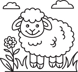 Adorable Cute Sheep Coloring Pages – Fun, Relaxing and Whimsical Sheep Designs for Kids and Adults, Printable PDF, Fluffy Farm Animals, Kawaii Lamb Art