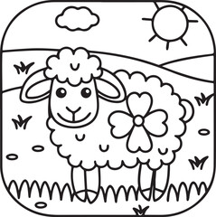 Adorable Cute Sheep Coloring Pages – Fun, Relaxing and Whimsical Sheep Designs for Kids and Adults, Printable PDF, Fluffy Farm Animals, Kawaii Lamb Art