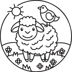 Adorable Cute Sheep Coloring Pages – Fun, Relaxing and Whimsical Sheep Designs for Kids and Adults, Printable PDF, Fluffy Farm Animals, Kawaii Lamb Art
