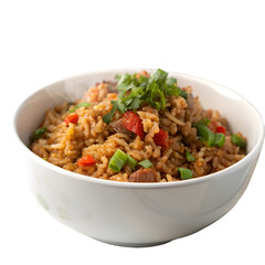 Cajun dirty rice isolated on transparent background