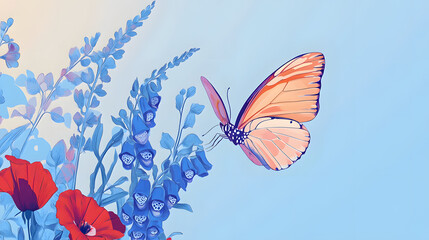 butterfly, insect, nature, flower, beauty, wing, spring, fly, summer, colorful, animal, vector, illustration, flying, orange, black, macro, wings, bright, yellow, floral, design, pink, collection, col