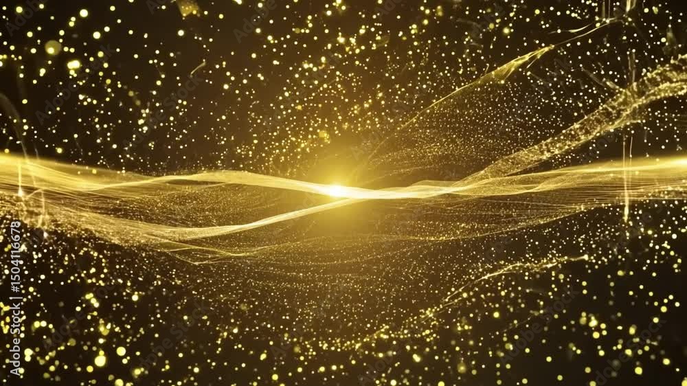 Poster mesmerizing golden abstract background shimmering particles and flowing elegance, creating depth and