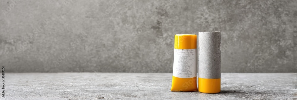 Aufkleber Tubes of Adhesive for Stone and Tile Arranged on a Minimal Surface in a Craft or Home Improvement Setting