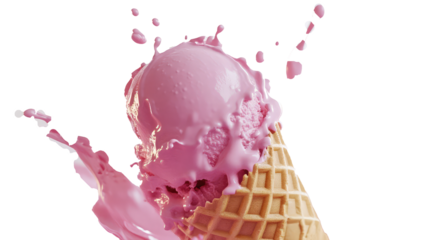 Refreshing Pink Ice Cream Cone, ice cream day, 20 July