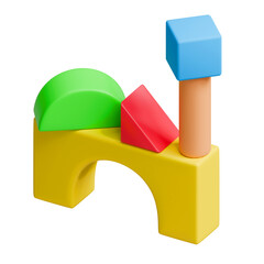 3D Wood block in cartoon style, transparent background